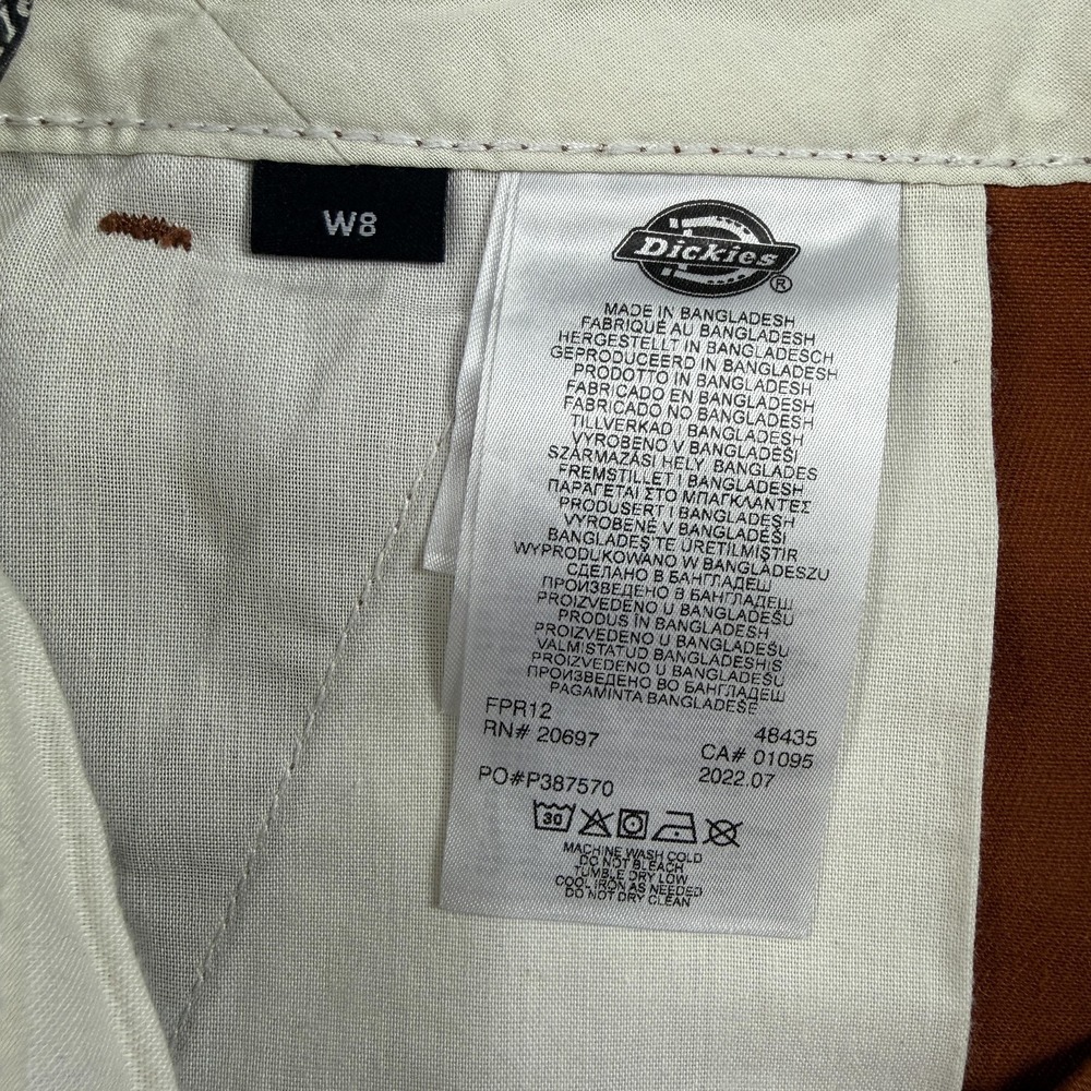 Dickies Sawyerville Pants Women 8 Rust Orange Twill Wide Leg Workwear Utility - Picture 3 of 12